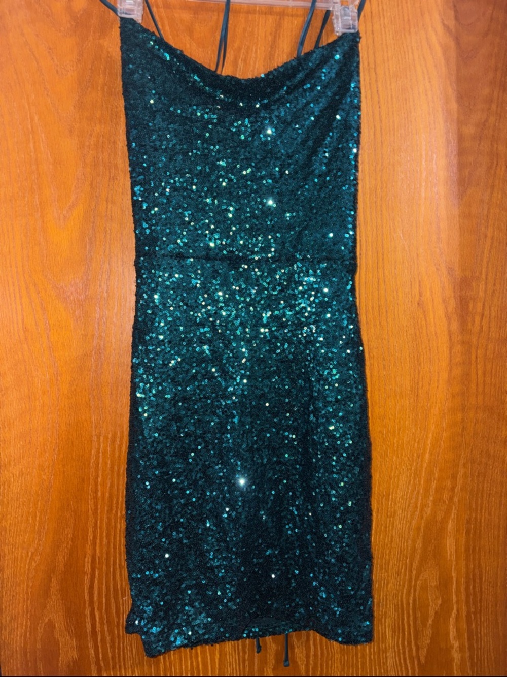 Windsor Teal Sequin Mini Dress with Slim Straps